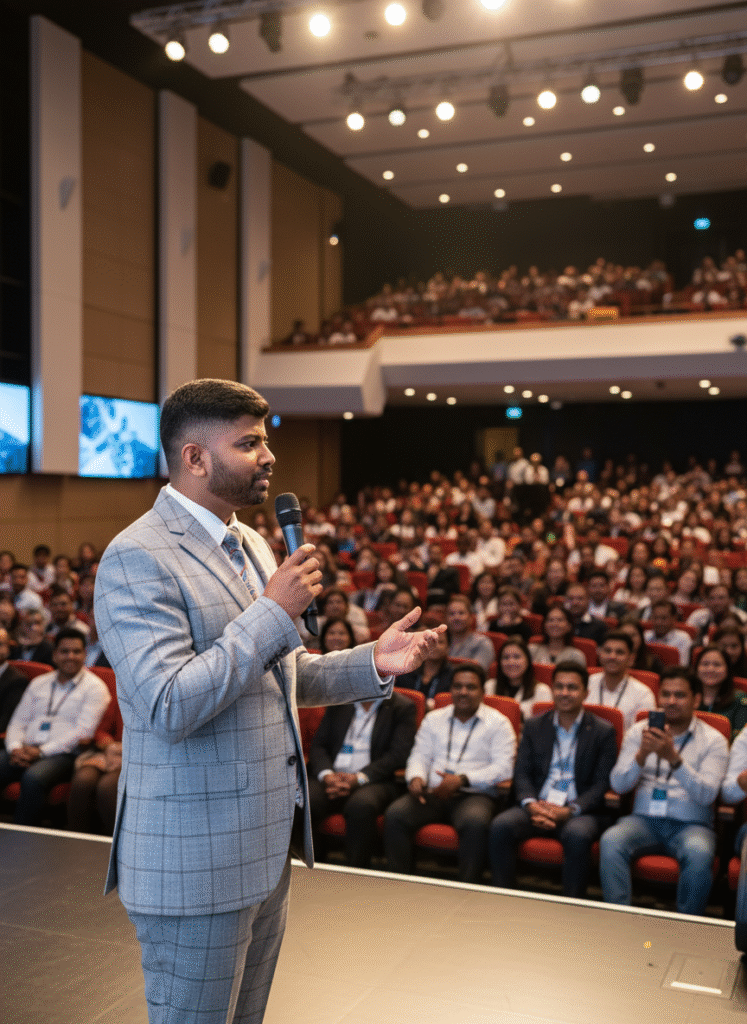 photo taken by sony camera speaking to audience